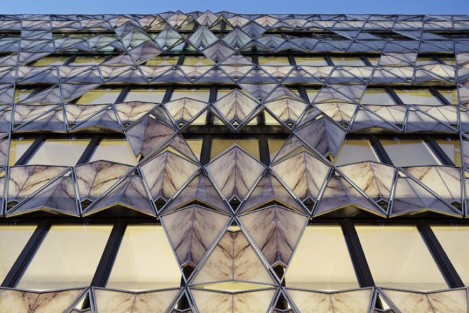 green design, eco design, sustainable design, Paris, Barclay's Capital, Manuelle Chartrand, Double skin, origami Building, Arc de triomphe, Eiffel tower, roof garden
