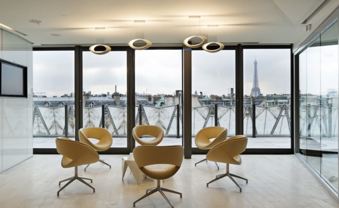 green design, eco design, sustainable design, Paris, Barclay's Capital, Manuelle Chartrand, Double skin, origami Building, Arc de triomphe, Eiffel tower, roof garden