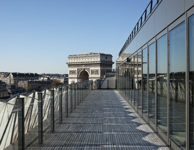 green design, eco design, sustainable design, Paris, Barclay's Capital, Manuelle Chartrand, Double skin, origami Building, Arc de triomphe, Eiffel tower, roof garden