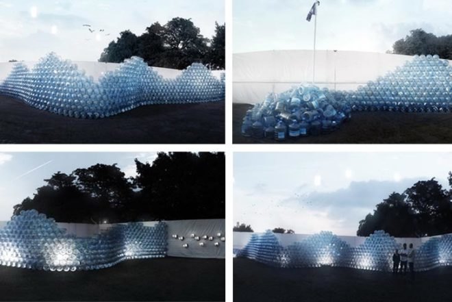 Water Issues,Urban design,Art,Recycled Water bottles,public art installation,Chalkwell britain,public art,water consciousness,water use,embbeded water