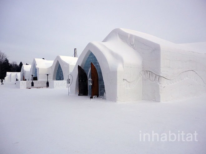green design, eco design, sustainable design, ice hotel, Hotel de Glace, Quebec City, snow hotel, The Northern Quebec, ice carvings, winter hotel, LED lights, ice bar
