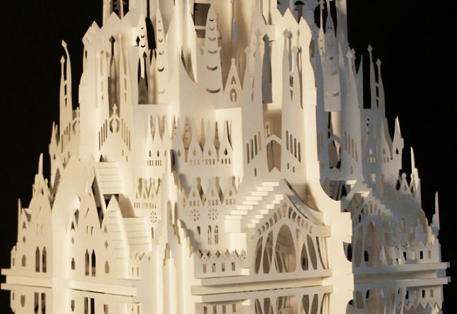 architecture made from paper, miniature paper cities, paper cities, green art, eco art, sustainable art, paper art, masahiro chatani, ingrid siliakus, paper architecture, paper design, craft paper, sheet paper, artwork paper, precision cutting