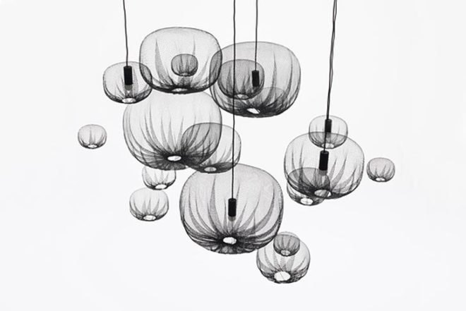 nendo, japanese design, farming-net, sculptural objects, mesh, heat-formed objects, raditional japanese crafts, agricultural mesh,
