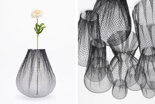nendo, japanese design, farming-net, sculptural objects, mesh, heat-formed objects, raditional japanese crafts, agricultural mesh,