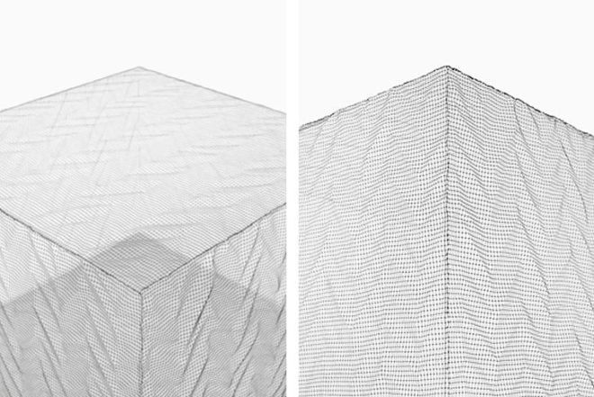 nendo, japanese design, farming-net, sculptural objects, mesh, heat-formed objects, raditional japanese crafts, agricultural mesh,