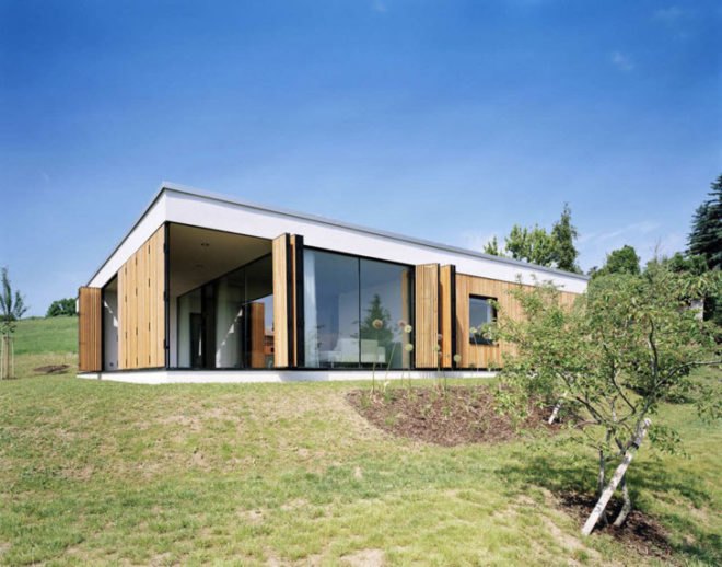 OV-A, OV-A architects, OV-A Family House, green architecture, eco architecture, moden czech architecture, modern european architecture, eco architecture, wood shutters, wood shutter facade, folding facades, glass houses