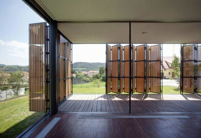 OV-A, OV-A architects, OV-A Family House, green architecture, eco architecture, moden czech architecture, modern european architecture, eco architecture, wood shutters, wood shutter facade, folding facades, glass houses