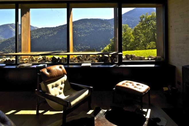 adaptive reuse, retaining wall, green design, sustainable design, Lesponne River, France, Pyrenees Mountains, eco-design, green roof, renovation, barn extension, PPA Architects, natural materials, stone, daylighting, eco-design