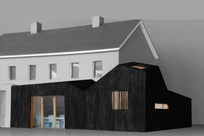 Shou Sugi Ban, BYTR Architects, house addition, the netherlands, charred timber facade, prefab house