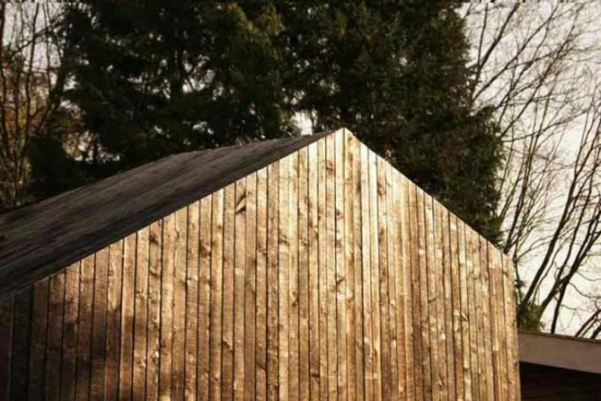 Shou Sugi Ban, BYTR Architects, house addition, the netherlands, charred timber facade, prefab house
