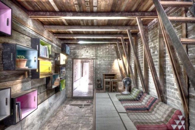 Recycled Materials, humanitarian design, Green renovation, Green Resources, green Interiors, Architecture, bangkok, TYIN Tegnestue, local materials, recycled wood, local people, sustainable library