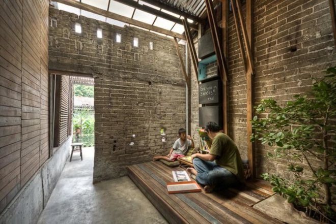 Recycled Materials, humanitarian design, Green renovation, Green Resources, green Interiors, Architecture, bangkok, TYIN Tegnestue, local materials, recycled wood, local people, sustainable library