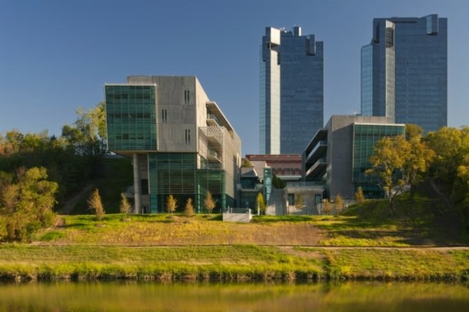 Tarrant County College, Bing Thom Architects, college campus, eco campus, fort worth, texas, trinity river east campus