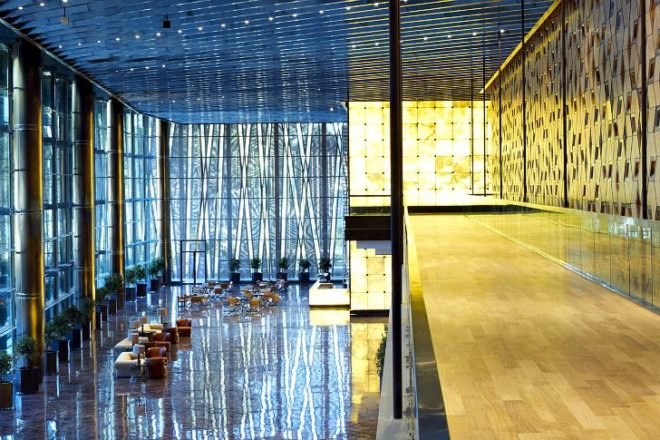 Tripoli Congress Center, Tabanlioglu Architects, tripoli, libya, mesh facade, perforated metal facade, low impact design, congress center