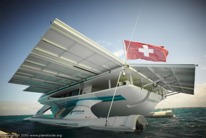 Candino, Capital Gate Tower, eco ship, green ship, lithium ion battery, Solar Abu Dhabi, solar boat, solar cruise, Solar Ship, TÛRANOR PlanetSolar, World Future Energy Summit, World’s Largest Solar Boat