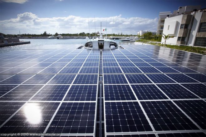 Candino, Capital Gate Tower, eco ship, green ship, lithium ion battery, Solar Abu Dhabi, solar boat, solar cruise, Solar Ship, TÛRANOR PlanetSolar, World Future Energy Summit, World’s Largest Solar Boat