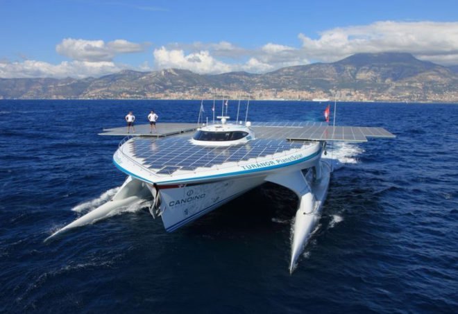 Candino, Capital Gate Tower, eco ship, green ship, lithium ion battery, Solar Abu Dhabi, solar boat, solar cruise, Solar Ship, TÛRANOR PlanetSolar, World Future Energy Summit, World’s Largest Solar Boat