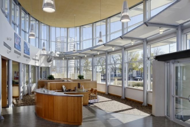 UFCU Ben White Branch, Jackson Mcelhaney Architects, Austin, Texas, green bank, eco bank,