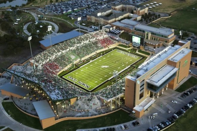 UNT Apogee Stadium, HKS Inc, UNT, Apogee Stadium, wind power, wind turbines, leed platinum, eco stadium, wind powered stadium