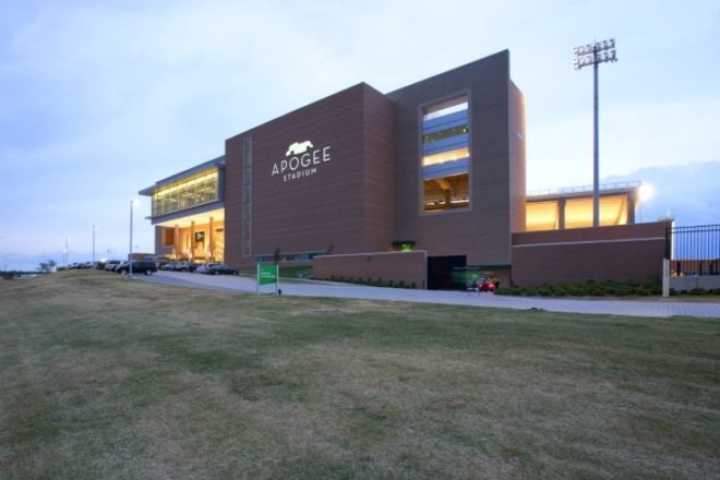 UNT Apogee Stadium, HKS Inc, UNT, Apogee Stadium, wind power, wind turbines, leed platinum, eco stadium, wind powered stadium