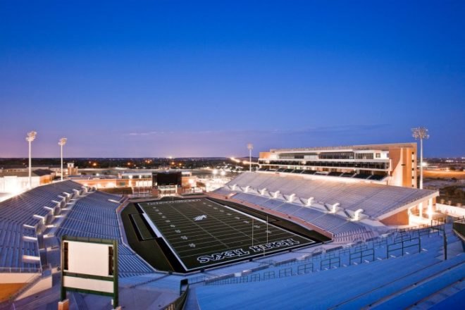 UNT Apogee Stadium, HKS Inc, UNT, Apogee Stadium, wind power, wind turbines, leed platinum, eco stadium, wind powered stadium