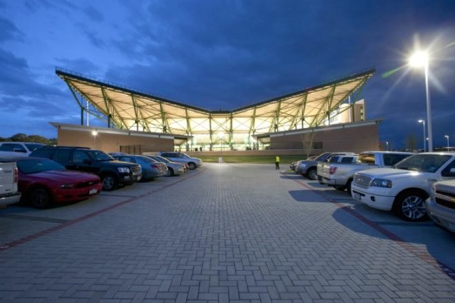 UNT Apogee Stadium, HKS Inc, UNT, Apogee Stadium, wind power, wind turbines, leed platinum, eco stadium, wind powered stadium