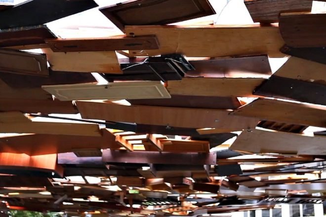 Under the Water, Tadashi Kawamata, kamel mennour, reclaimed materials, eco art, tsunami debris, japan tsunami