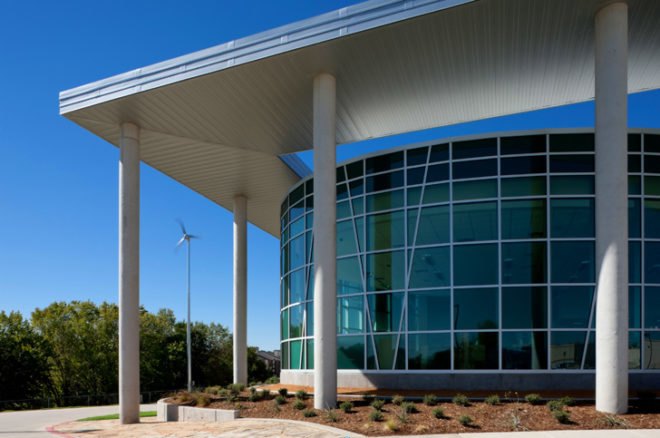 lady bird johnson middle school, net zero middle school, corgan associates, fabral metal, corgan architects, green design, sustainable building, wind turbines, net zero building