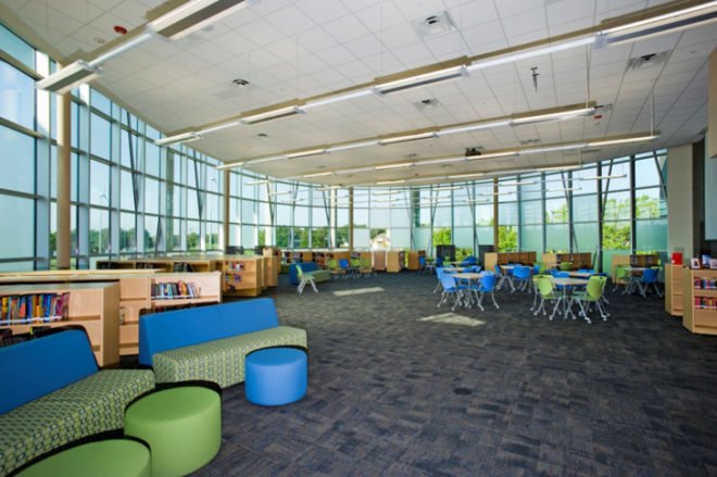 lady bird johnson middle school, net zero middle school, corgan associates, fabral metal, corgan architects, green design, sustainable building, wind turbines, net zero building