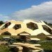 geodesic dome, roskilde festival, Kristoffer Tejlgaard, Henrik Almegaard, danish design, hexagon lattice, plywood hexagons, interconnected shapes, reused structure