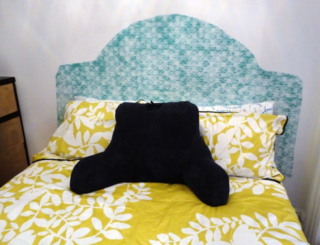 green design, eco design, sustainable design, DIY, non-voc paint, headboard, DIY headboard, painted headboard, faux headboard, trompe l'oeil headboard