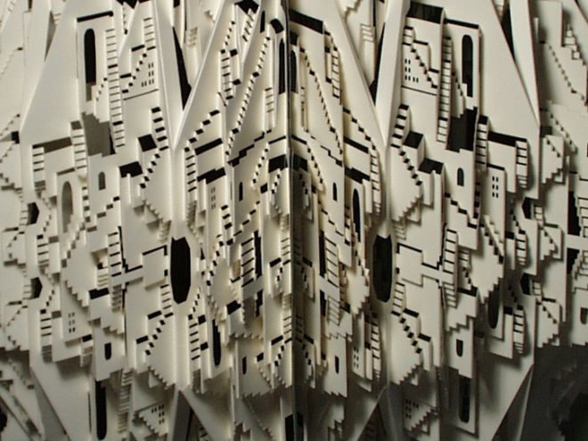 architecture made from paper, miniature paper cities, paper cities, green art, eco art, sustainable art, paper art, masahiro chatani, ingrid siliakus, paper architecture, paper design, craft paper, sheet paper, artwork paper, precision cutting