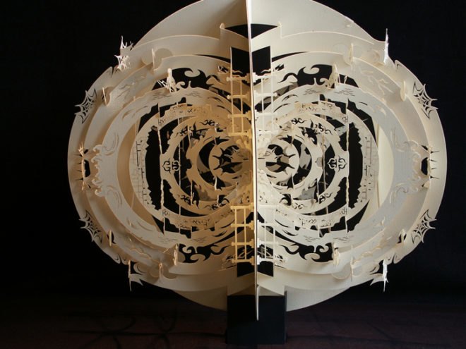 architecture made from paper, miniature paper cities, paper cities, green art, eco art, sustainable art, paper art, masahiro chatani, ingrid siliakus, paper architecture, paper design, craft paper, sheet paper, artwork paper, precision cutting