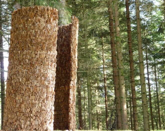 Nordic Artists Centre at Dalsåsen, Iván Juárez, x-studio, pine cone pavilion, inner forest, norway, temporary pavilion