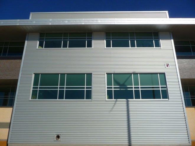 lady bird johnson middle school, net zero middle school, corgan associates, fabral metal, corgan architects, green design, sustainable building, wind turbines, net zero building