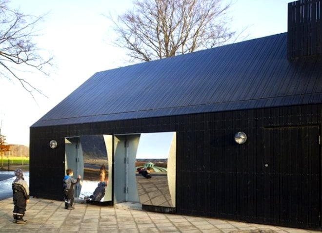 green design, sustainable design, eco design, funhouse mirrors, MLRP Architecture, MLRP, mirror pavilion, Copenhagen, Denmark, natural ventilation, green renovation, minimalism, respects the site