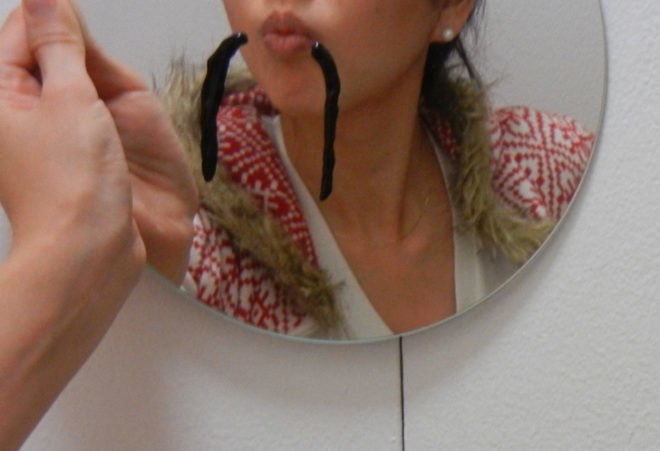 diy fashion, DIY projects, DIY tutorials, do it yourself, how to, mustache mirror, how to make a mustache mirror, mustache mirror stickers, recycled materials, green how to, inhabitat diy, inhabitat how to, green design, green home decor, recycled home decor, eco design, sustainable design, make it yourself