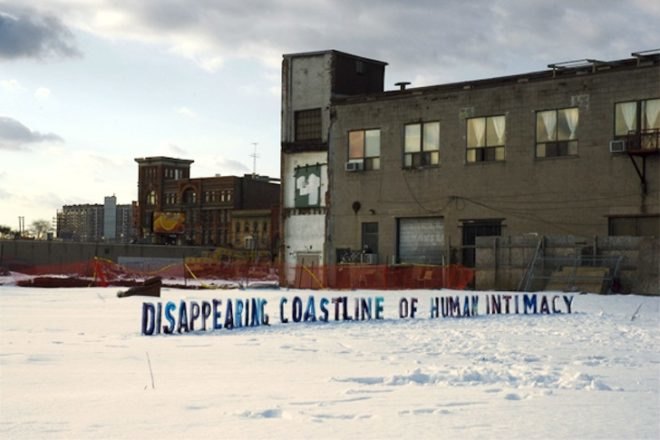 ice typography, ice sculptures, word art, ice words, nicole dextras, environmental destruction, environmental art, green design, sustainable design, eco design, toronto, ice art, lake ontario, yukon river