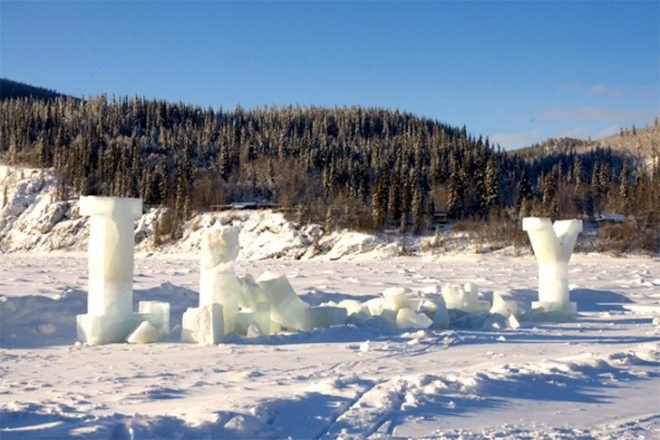 ice typography, ice sculptures, word art, ice words, nicole dextras, environmental destruction, environmental art, green design, sustainable design, eco design, toronto, ice art, lake ontario, yukon river