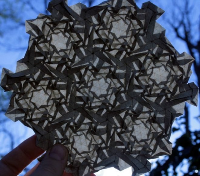 joel cooper, origami art, paper artwork, 3d paper sculptures, origami joel, handpainted paper, tessellated shape patterns, paper masks