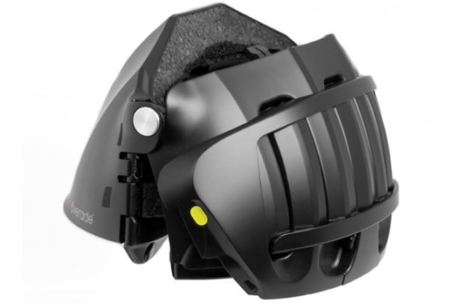 Overade Folding Helmet, Agence360, transportable bike helmet, green transport design, bike sfaety design, bicycle design, foldable helmet product, foldable helmet device