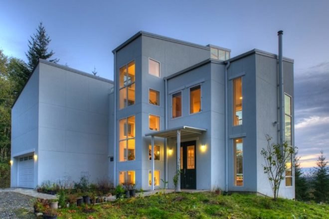 Northwest Designs, Northwest Designs Architects, Thomas Eco House, Stanwood, Washington, Mt. Rainier, green design, sustainable design, eco design, green design, energy efficiency, geothermal energy, passive design, thermal massing, insulation, solar energy,