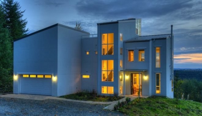 Northwest Designs, Northwest Designs Architects, Thomas Eco House, Stanwood, Washington, Mt. Rainier, green design, sustainable design, eco design, green design, energy efficiency, geothermal energy, passive design, thermal massing, insulation, solar energy,