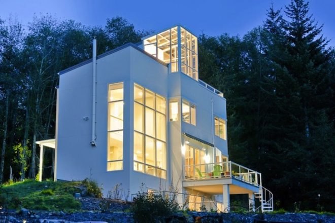 Northwest Designs, Northwest Designs Architects, Thomas Eco House, Stanwood, Washington, Mt. Rainier, green design, sustainable design, eco design, green design, energy efficiency, geothermal energy, passive design, thermal massing, insulation, solar energy,