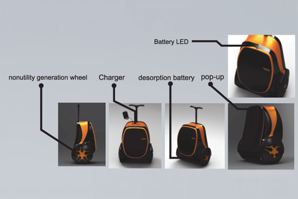 green design, eco design, sustainable design, Jung Inyoung, Kinetic energy, kinetic suitcase, gadget charging suitcase, renewable energy