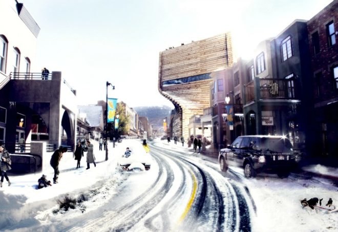 BIG, Kimball Art Center, Bjarke Ingels, design competition, twisting timber tower, park city, utah