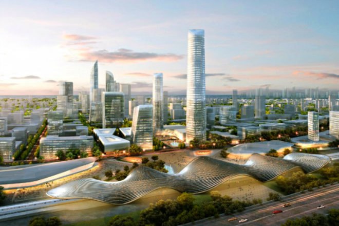 Beijing Bohai Innovation City, SOM, satellite city, eco city, china, high speed rail, pedestrian friendly