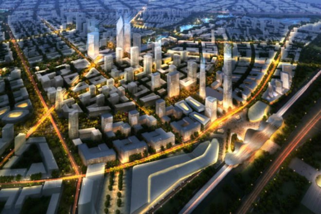 Beijing Bohai Innovation City, SOM, satellite city, eco city, china, high speed rail, pedestrian friendly