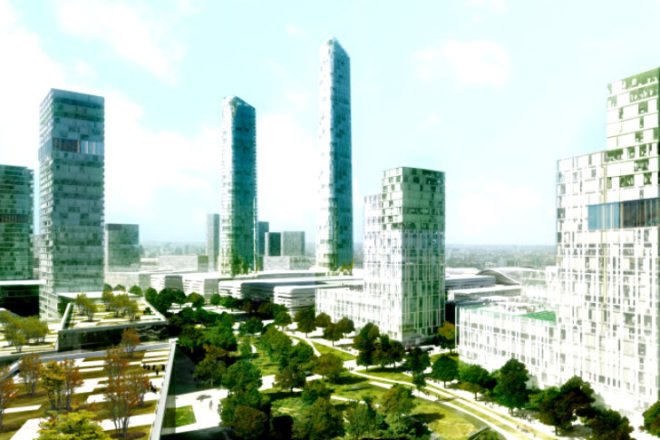Beijing Bohai Innovation City, SOM, satellite city, eco city, china, high speed rail, pedestrian friendly