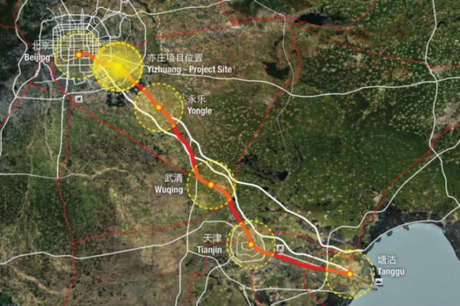 Beijing Bohai Innovation City, SOM, satellite city, eco city, china, high speed rail, pedestrian friendly